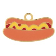 Breloque hot-dog 10x18 mm résine époxy - Acier inoxydable 304L Doré - Multi x1