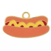 Breloque hot-dog 10x18 mm résine époxy - Acier inoxydable 304L Doré - Multi x1