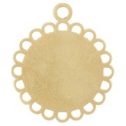 Breloque ronde 15 mm - motif noeud - résine époxy - Acier inoxydable 304L Doré x1