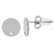 Clous d'oreilles ronds lisses 8 mm - Acier inoxydable 316L x2|raw }}