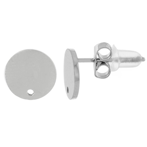 Clous d'oreilles ronds lisses 8 mm - Acier inoxydable 316L x2