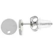Clous d'oreilles ronds lisses 6 mm - Acier inoxydable 316L x2
