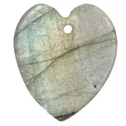 Pendentif coeur plat 19x16 mm en pierre gemme - Labradorite x1