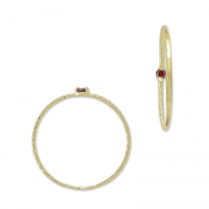 Bague texturée avec Oxyde de Zirconium - T50 Fuchsia - doré à l'or fin x1