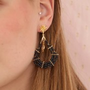 Supports boucles d'oreilles gouttes un anneau 44x23 mm doré x2