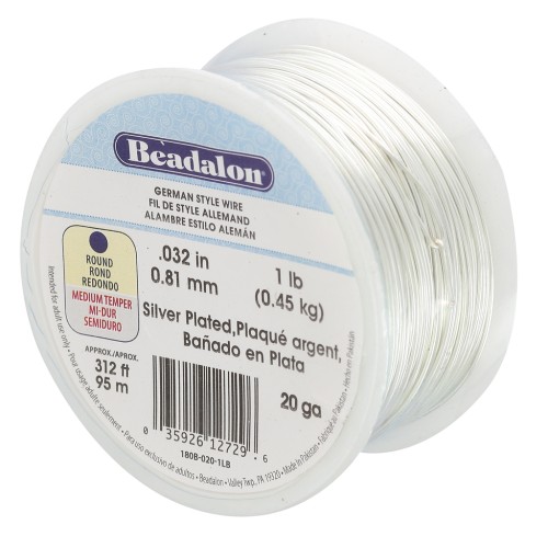 Fil de cuivre rond 0.81 mm - German Style Wire - Argenté x95m