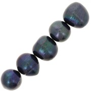 Perles d'eau douce rondes teintées 10 mm - Grade AA - Noir nacré x6|raw }}
