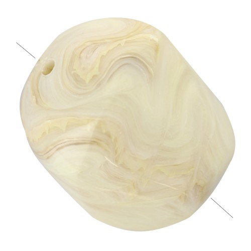 Perle baroque irrégulière en résine opaque 22x17 mm - Crème marbré x1