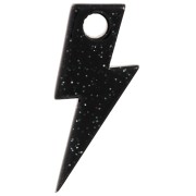 Pendentif éclair 25 mm en acrylique - Pailleté noir x1|raw }}