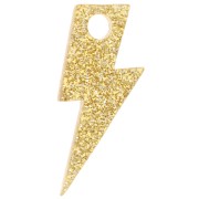 Pendentif éclair 25 mm en acrylique - Doré pailleté x1|raw }}