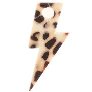 Pendentif éclair 25 mm en acétate - Tacheté Marron - Crème x1|raw }}