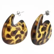 Boucles d'oreilles design 34x30 mm en acétate - Tacheté Marron clair - Marron x2