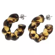 Créoles torsadées 28 mm en acétate - Tacheté Marron clair - Marron x2