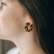 Créoles torsadées 28 mm en acétate - Tacheté Marron clair - Marron x2