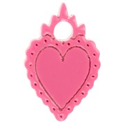 Breloque coeur ex-voto 19.5x13 mm en acétate - Rose x1|raw }}