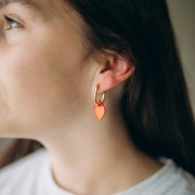 Breloque coeur ex-voto 19.5x13 mm en acétate - Rose x1