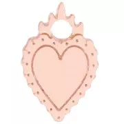 Breloque coeur ex-voto 19.5x13 mm en acétate - Nude x1