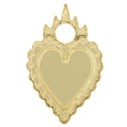 Breloque coeur ex-voto 19.5x13 mm en plexiglass - Effet miroir - Doré x1