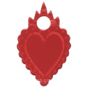 Breloque coeur ex-voto 19.5x13 mm en plexiglass - Effet miroir - Rouge x1|raw }}