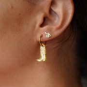 Breloque Santiag botte cowboy 20x13 mm en plexiglass - Effet miroir - Argenté x1