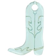 Breloque Santiag botte cowboy 20x13 mm en acétate transparente - Bleu x1