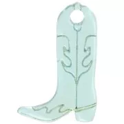 Breloque Santiag botte cowboy 20x13 mm en acétate transparente - Bleu x1