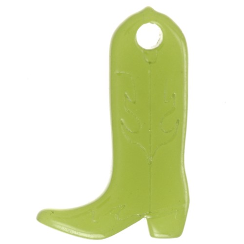 Breloque Santiag botte cowboy 20x13 mm en acétate transparente - Olive x1