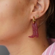 Pendentif Santiag botte cowboy 35x23 mm en acétate - Marbré crème x1