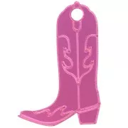 Pendentif Santiag botte cowboy 35x23 mm en plexiglass - Effet miroir - Fuschia