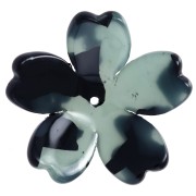 Pendentif fleur 25 mm en acétate - Ecaille de tortue - Bleu gris - Noir x1|raw }}