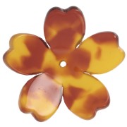 Pendentif fleur 25 mm en acétate - Ecaille de tortue - Caramel - Marron x1|raw }}