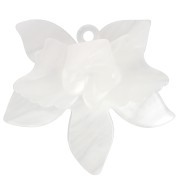 Pendentif fleur en relief 37x41 mm en acétate - Marbré Blanc x1|raw }}