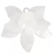 Pendentif fleur en relief 37x41 mm en acétate - Marbré Blanc x1