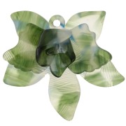 Pendentif fleur en relief 37x41 mm en acétate - Kaki - Transparent - Bleu x1