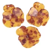 Pendentif fleur en relief 41x40 mm acétate Ecaille de tortue - Caramel - Marron