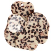 Pendentif fleur en relief 41x40 mm en acétate - Tacheté Marron - Crème x1|raw }}