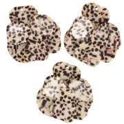 Pendentif fleur en relief 41x40 mm en acétate - Tacheté Marron - Crème x1