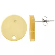 Clous d'oreilles 15 mm en plexiglass - Effet miroir - Doré x2