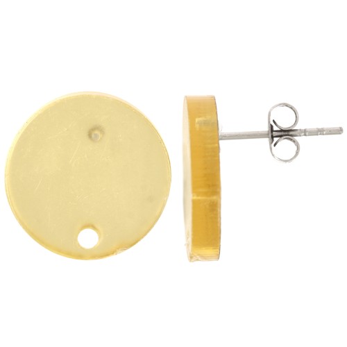 Clous d'oreilles 15 mm en plexiglass - Effet miroir - Doré x2