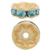Rondelles Strass 6 mm - Doré - Aquamarine x4|raw }}