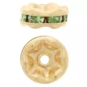 Rondelles Strass 6 mm - Doré - Peridot x4