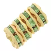 Rondelles Strass 6 mm - Doré - Peridot x4