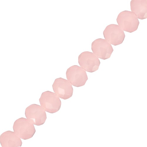 Perles rondelles facettées - rondes aplaties -8x6 mm Opaque Light Pink x40cm