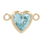 Intercalaire coeur horizontal 9x5.5mm avec CZ - Gold filled (or laminé) Aquamarine|raw }}