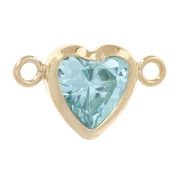 Intercalaire coeur horizontal 9x5.5mm avec CZ - Gold filled (or laminé) Aquamarine