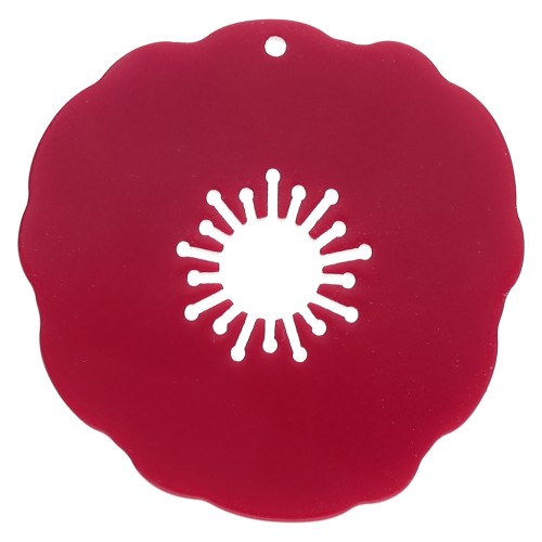 Pendentif coquelicot 40 mm en acrylique - Rouge x 1
