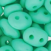 SuperDuo 2,5x5 mm Opaque Green Turquoise Silk Mat x10g