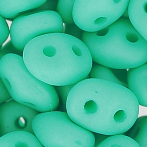 SuperDuo 2,5x5 mm Opaque Green Turquoise Silk Mat x10g