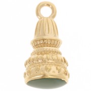 Pendentif ethnique 28x13 mm avec résine époxy - Doré à l'or fin - Vert foncé x1|raw }}