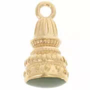 Pendentif ethnique 28x13 mm avec résine époxy - Doré à l'or fin - Vert foncé x1